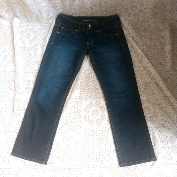 American Eagle Artist Crop Dark Wash Jeans - Picture 1 of 7